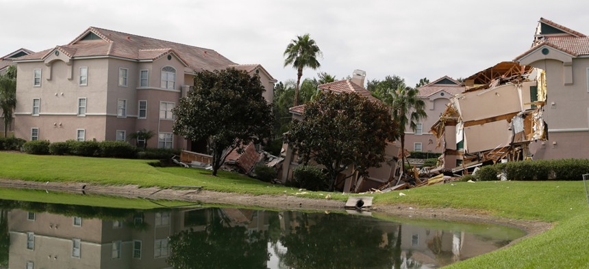 A 2013 sinkhole in Clermont, Fla. damaged three buildings.