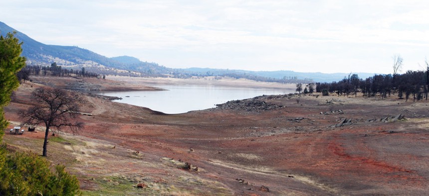 New Hogan Lake, like most of California, is drier than usual this year.