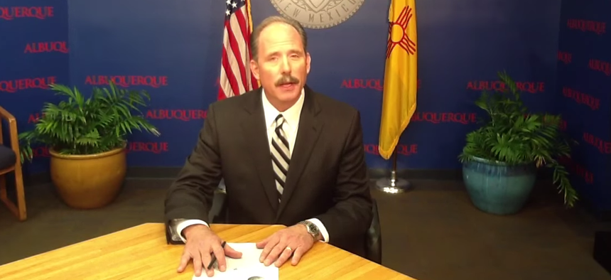 Albuquerque Mayor Richard Berry delivers his veto message via YouTube.