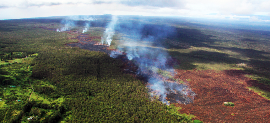 The lava flow that started June 27 is slowly approaching Pahoa, Hawaii.