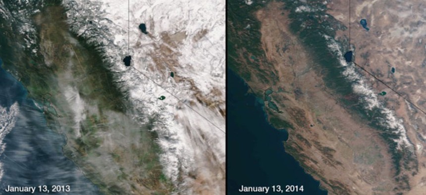 NASA and  NOAA released photos of the California drought recently. 