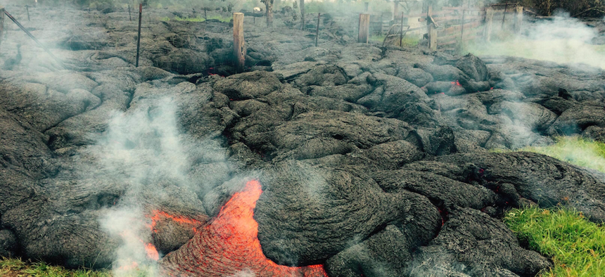 The lava flow has slowly advanced on the Big Island community of Pahoa.