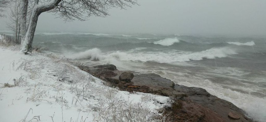 The November gales kick up waves on Lake Superior earlier this week. 