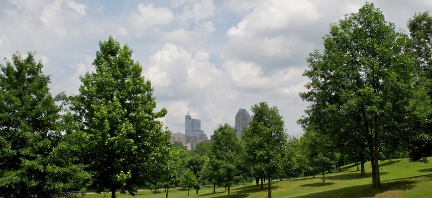 Downtown Raleigh viewed from the former Dorothea Dix psychiatric hospital campus.