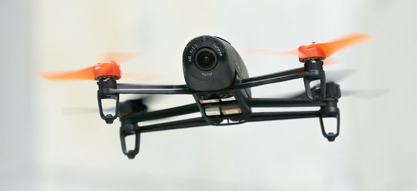  a Parrot Bebop drone flies during a demonstration at a Parrot event in San Francisco in May.