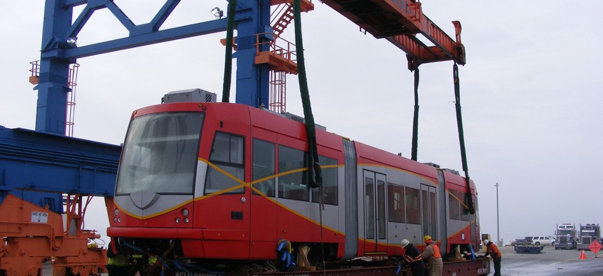 This D.C. streetcar vehicle arrived at the Port of Baltimore in 2009. It's now 2015 and D.C.'s streetcar line still isn't open to passengers.