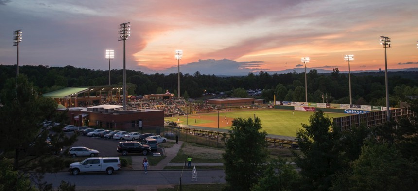 The Hickory Crawdads minor league baseball team plays at L.P. Frans Stadium.