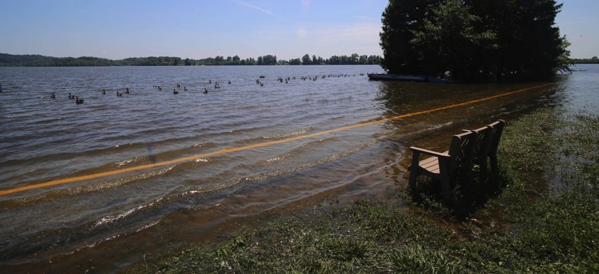 Creve Couer Lake in St. Louis County, Missouri flooded