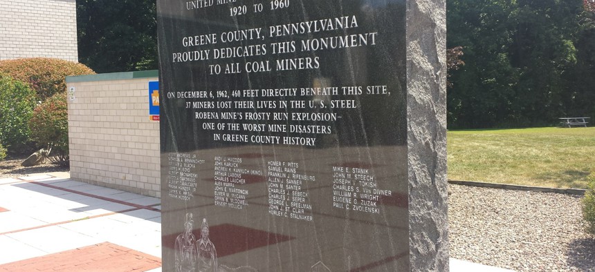 A monument to the 1962 mine disaster in Greene County.