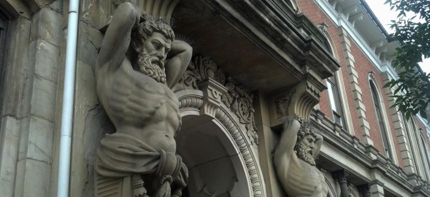 An architectural detail from the Wayne County Courthouse in Wooster, Ohio.