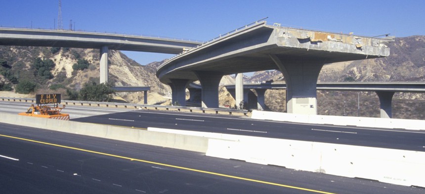 The Northridge earthquake in 1994 crippled sections of freeway infrastructure in the Los Angeles area.