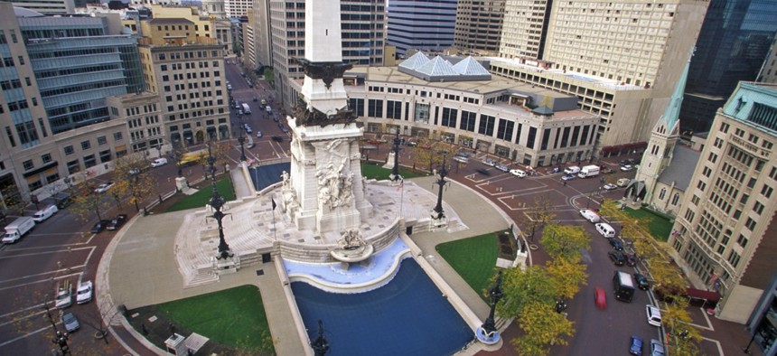 Monument Circle in Indianapolis, Indiana.