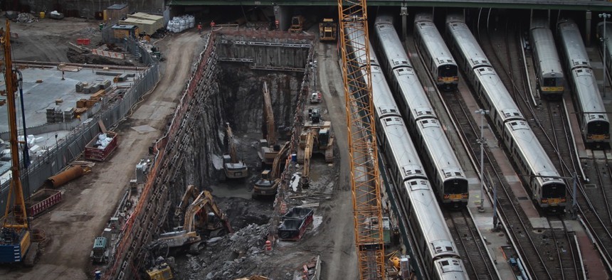 Ongoing construction of a Hudson rail tunnel