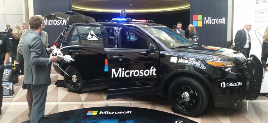 A Ford Police Interceptor outfitted with the Microsoft Advanced Patrol Platform.
