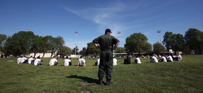 Wards from the sex offender treatment program exercise in March 2007 at the O.H. Close Youth Correctional Facility in Stockton, California.