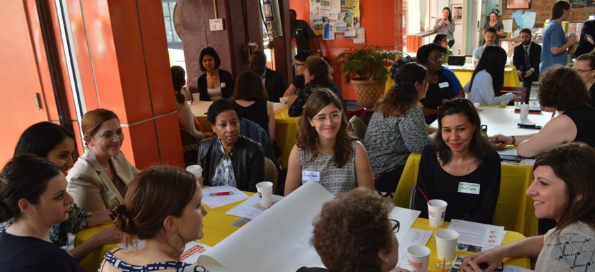 Women entrepreneurs and service providers in an interactive workshop to discuss the challenges and opportunities facing women business owners in Manhattan. 