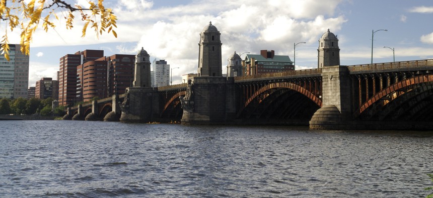 The Longfellow Bridge connects Cambridge, Massachusetts, with downtown Boston.