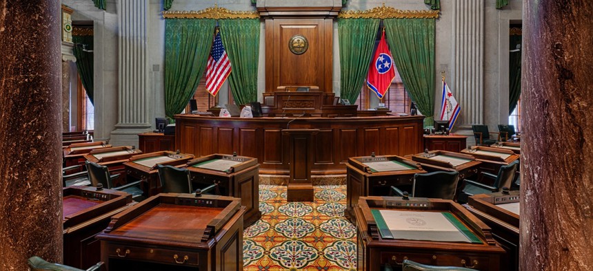 The Senate chamber in the Tennessee State Capitol in Nashville.