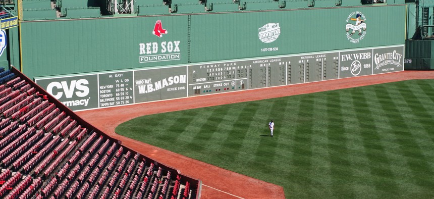 Boston City Hall's municipal performance inspiration: The Green Monster at Fenway.