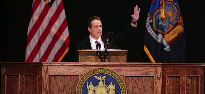 New York Gov. Andrew Cuomo delivers his 2016 State of the State Address at Empire State Plaza in Albany on Jan. 13.