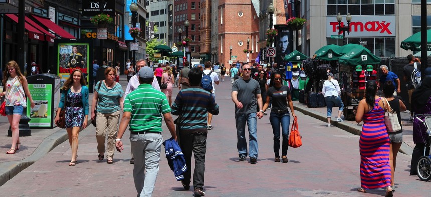 Shoppers in Boston, Massachusetts.
