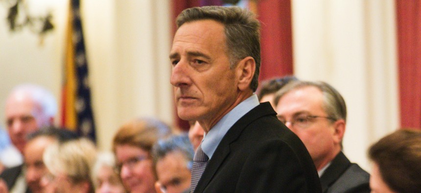 Vermont Gov. Peter Shumlin delivers his final State of the State Address on Thursday, Jan. 7, 2016, at the Statehouse in Montpelier, Vt.