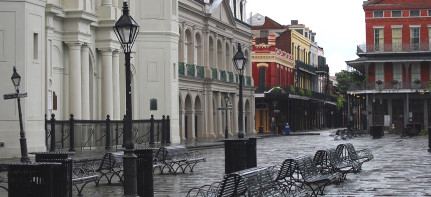 New Orleans' French Quarter post-Hurricane Gustav in 2008.