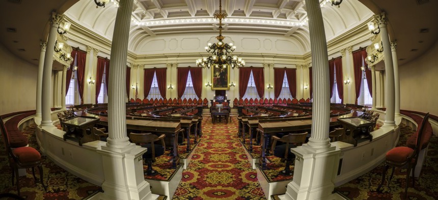 The House of Representatives chamber of the Vermont state house. According to the head of Vermont’s state employees union, temporary jobs are among the fastest-growing in state government.