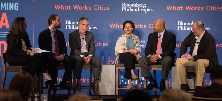 A panel discussion at What Works Cities summit in New York City on Tuesday.