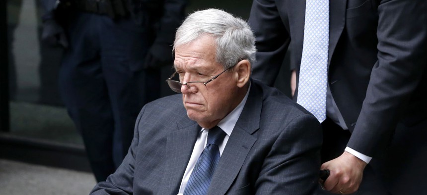 Former House Speaker Dennis Hastert departs the federal courthouse Wednesday, April 27, 2016, in Chicago.