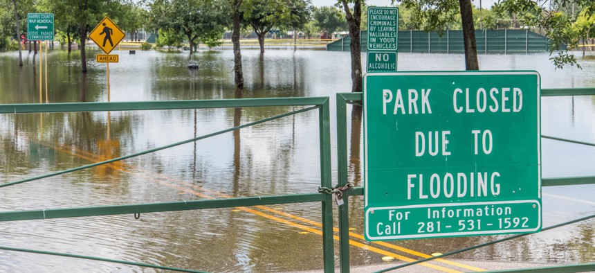 A flooded park in Houston, Texas