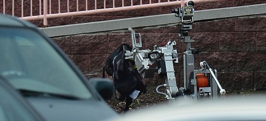 A bomb squad robot used in an unrelated incident.