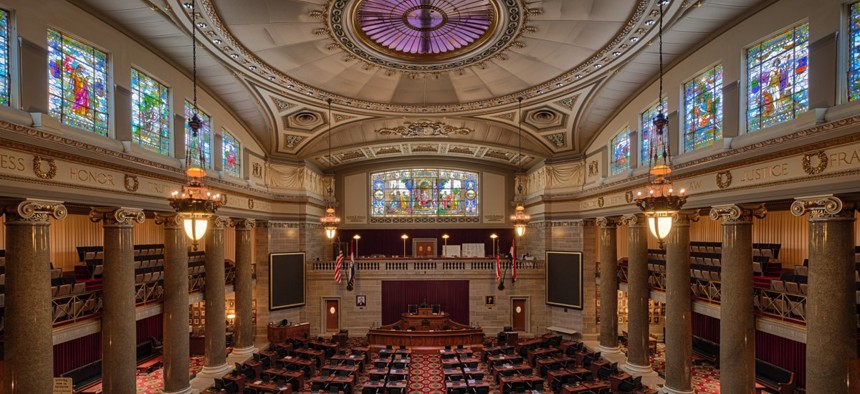 The House of Representatives chamber of the Missouri state capitol.