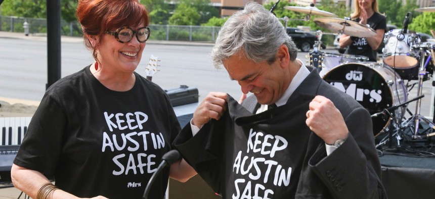 Austin Mayor Steve Adler (right)