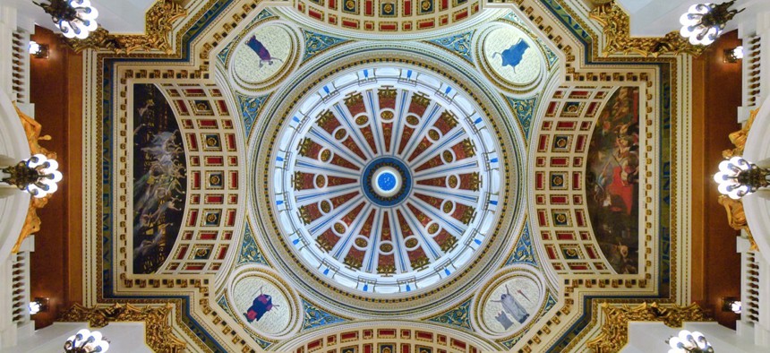 The rotunda in the Pennsylvania State Capitol building.