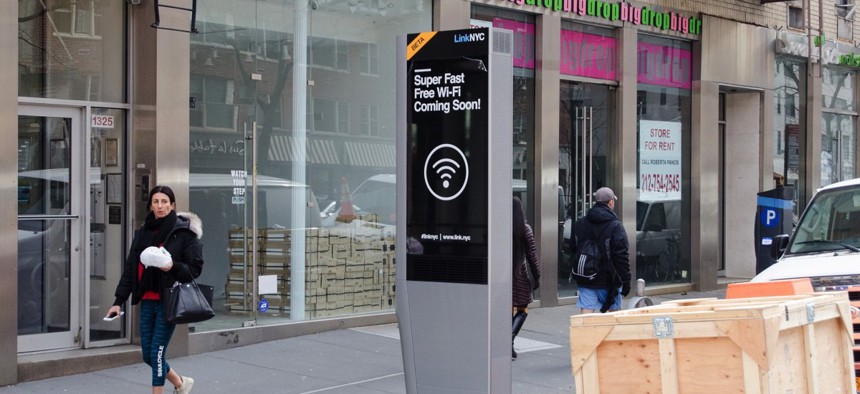 A LinkNYC Link structure in New York City, New York.