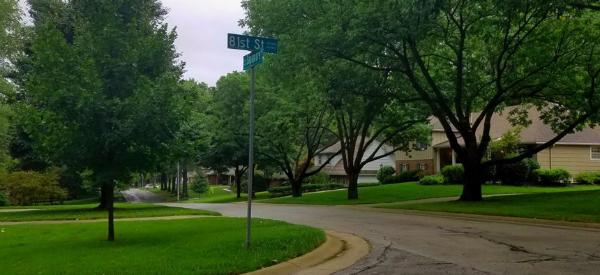 Notice anything missing hanging over the leafy streets of Leawood, Kansas? 