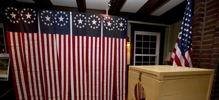 A ballot box is set Monday for residents in Dixville Notch, New Hampshire, to vote at midnight.