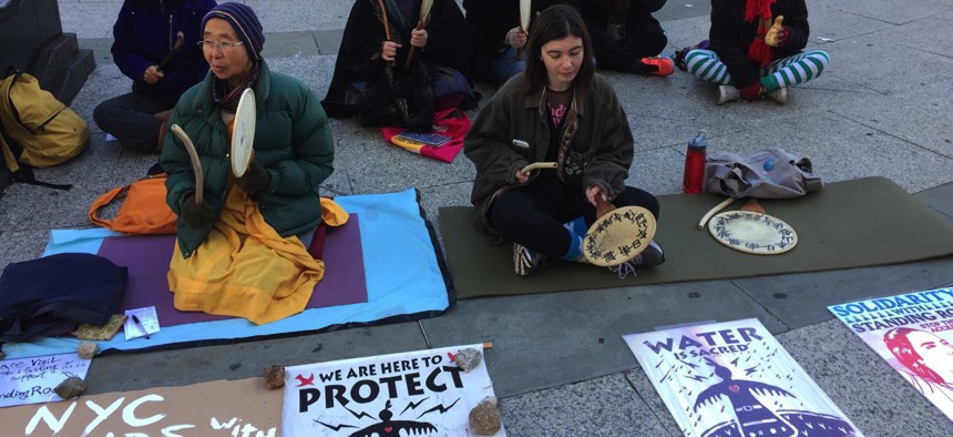 Dakota Access Pipeline protestors in New York City in December.