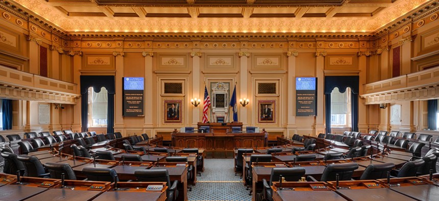 The House of Representatives chamber in the Virginia State Capitol.