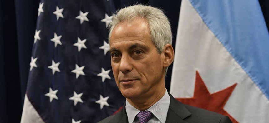 Chicago Mayor Rahm Emanuel speaks during a press conference on Wednesday.