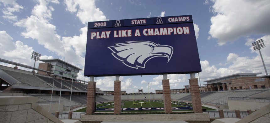 Eagle Stadium in Allen, Texas, cost more than $72 million and holds as many fans as an NBA arena. But an even pricier high school football stadium is getting built just a few miles away. 