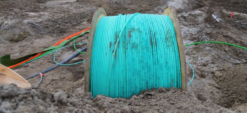 Fiber-optic cable being laid.