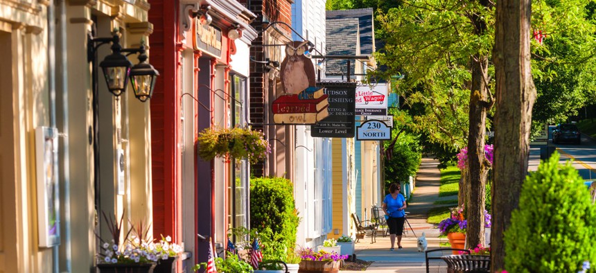 Main Street businesses in Hudson, Ohio