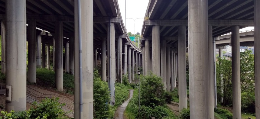 The I-5 Colonnade park in Seattle.