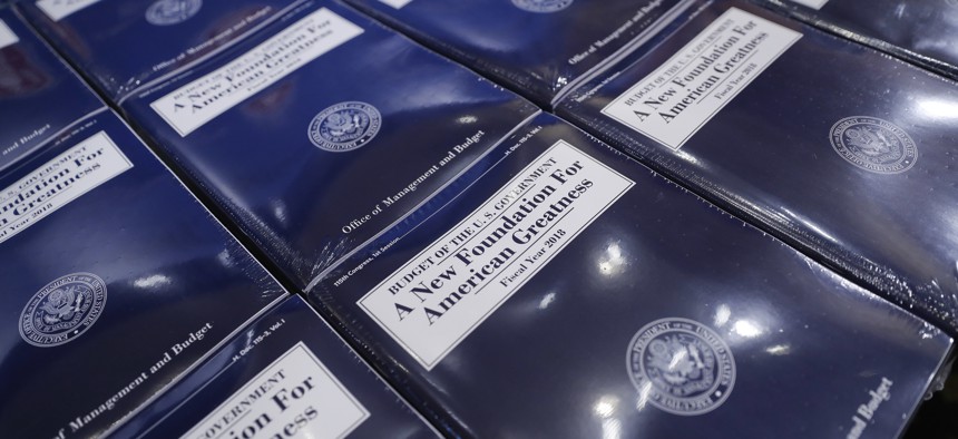 Copies of President Donald Trump's fiscal 2018 federal budget are laid out ready for distribution on Capitol Hill in Washington, on Tuesday, May 23, 2017.