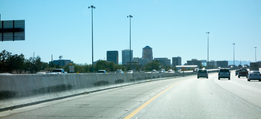 Interstate 10 running through downtown Tucson, Arizona