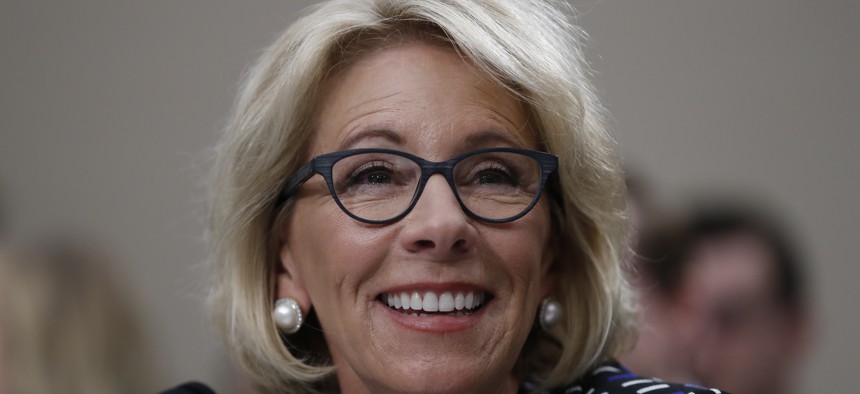 Education Secretary Betsy DeVos testifies on Capitol Hill in Washington on May 24, 2017, before the House Appropriations Labor, Health and Human Services, Education, and Related Agencies subcommittee.