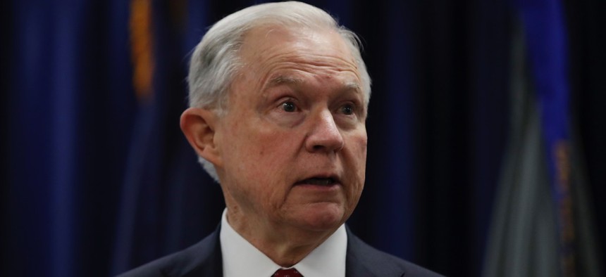 Attorney General Jeff Sessions speaks at the U.S. Attorney's Office in Philadelphia on Friday.