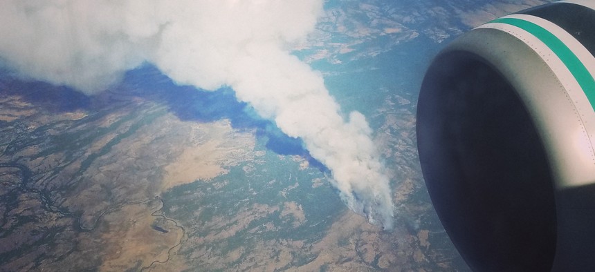 Flying above the remnants of the Long Valley Fire near the California-Nevada border on Friday.